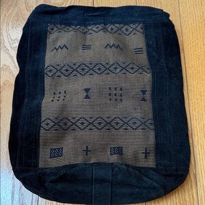 Black Suede and Tan Patterned Bag